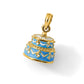 3-D Aqua Blue Enameled HAPPY BIRTHDAY Cake Pendant - WBC