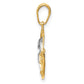 and Rhodium Double Dolphins In Circle Pendant - WBC