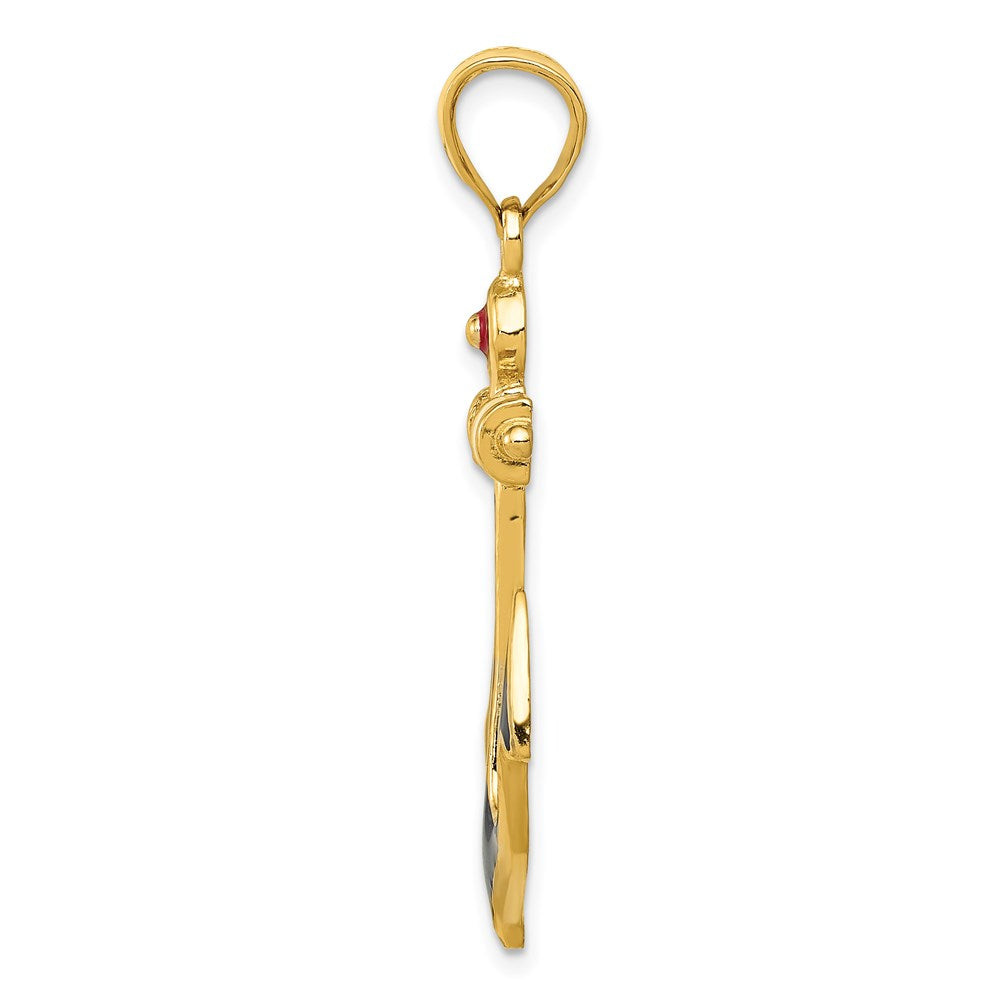 2-D Red and Blue Enameled Anchor Pendant - WBC