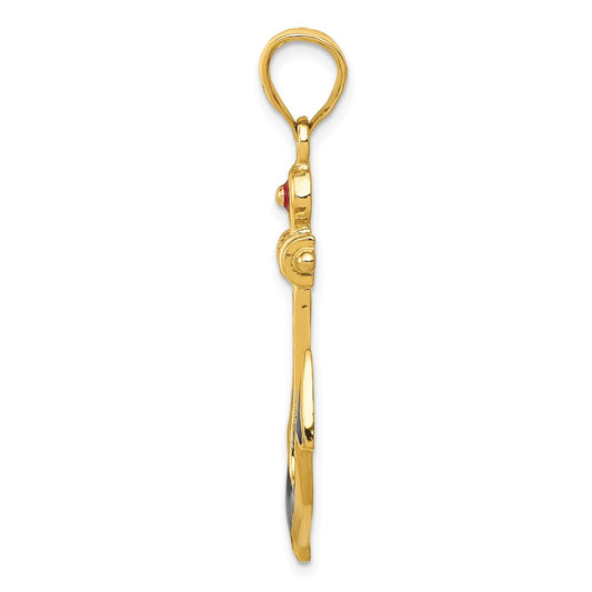 2-D Red and Blue Enameled Anchor Pendant - WBC