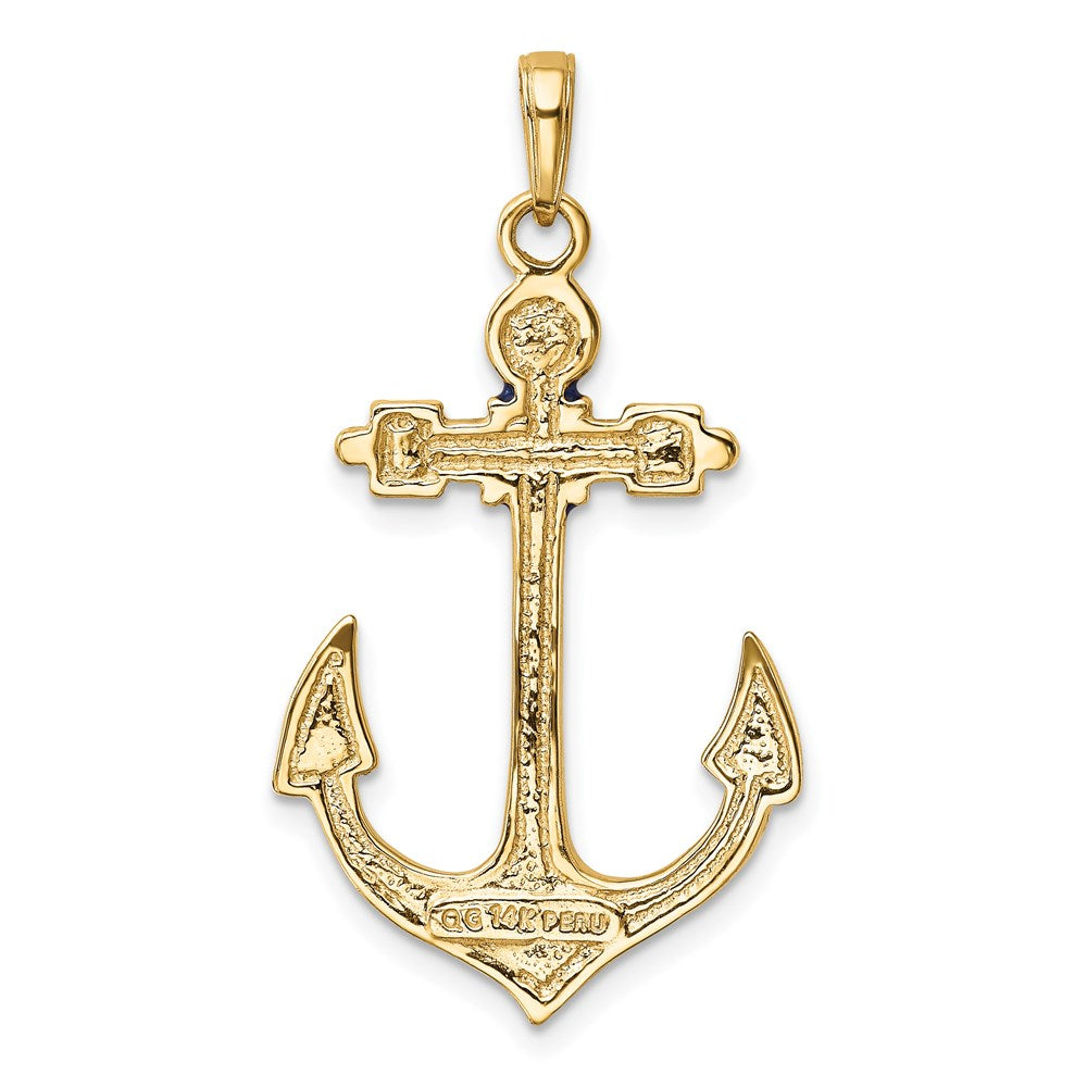 2-D Red and Blue Enameled Anchor Pendant - WBC