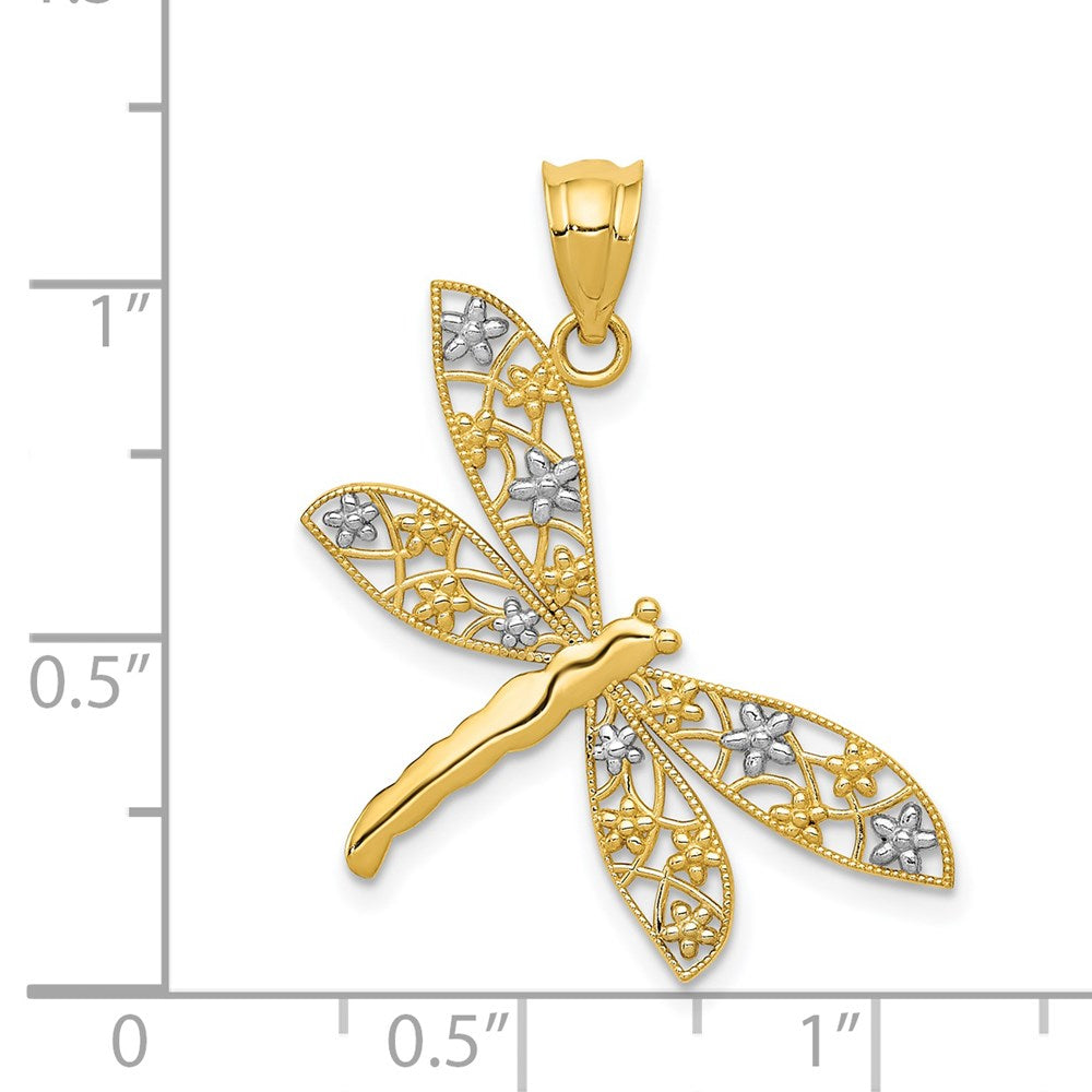 and Rhodium Filigree Dragonfly Pendant - WBC
