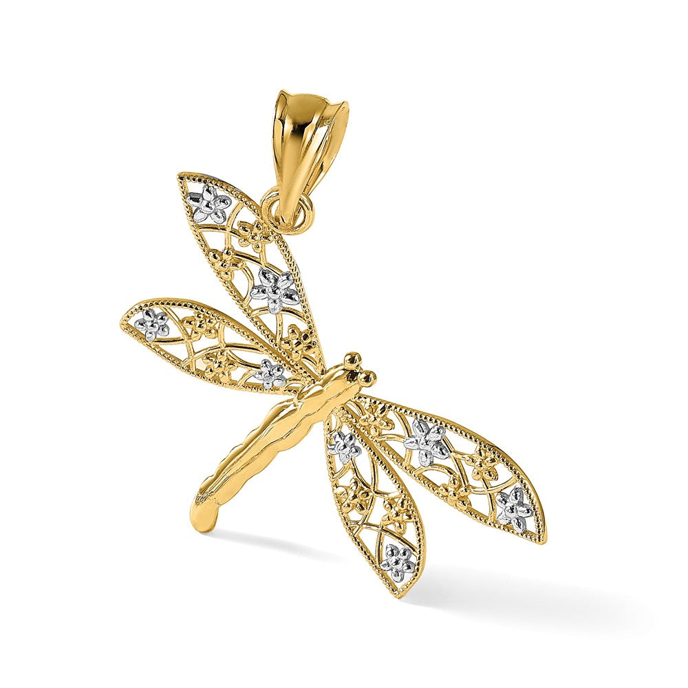 and Rhodium Filigree Dragonfly Pendant - WBC
