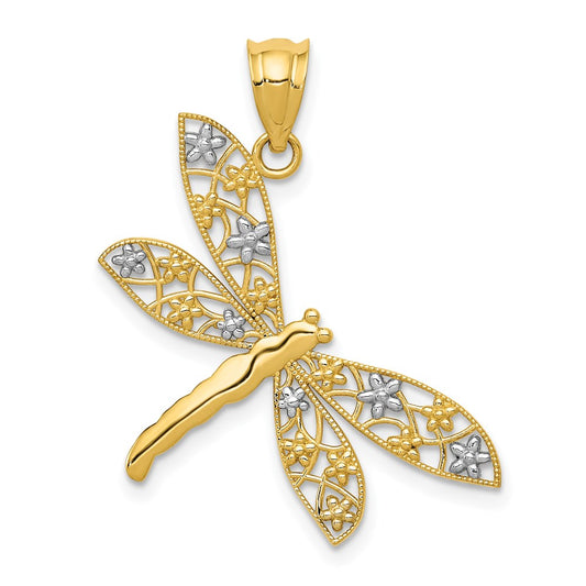 and Rhodium Filigree Dragonfly Pendant - WBC