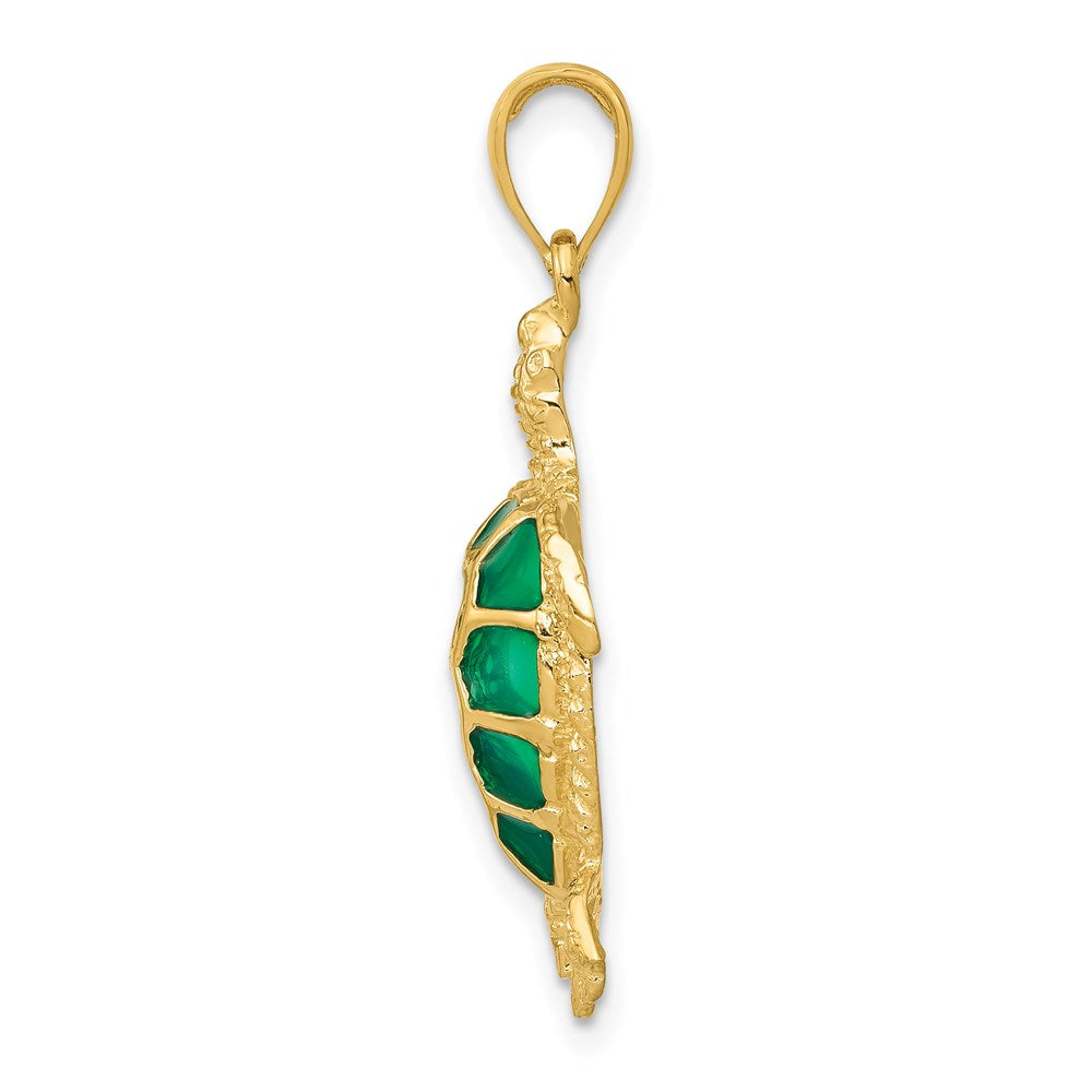 Green Enameled Sea Turtle Pendant - WBC