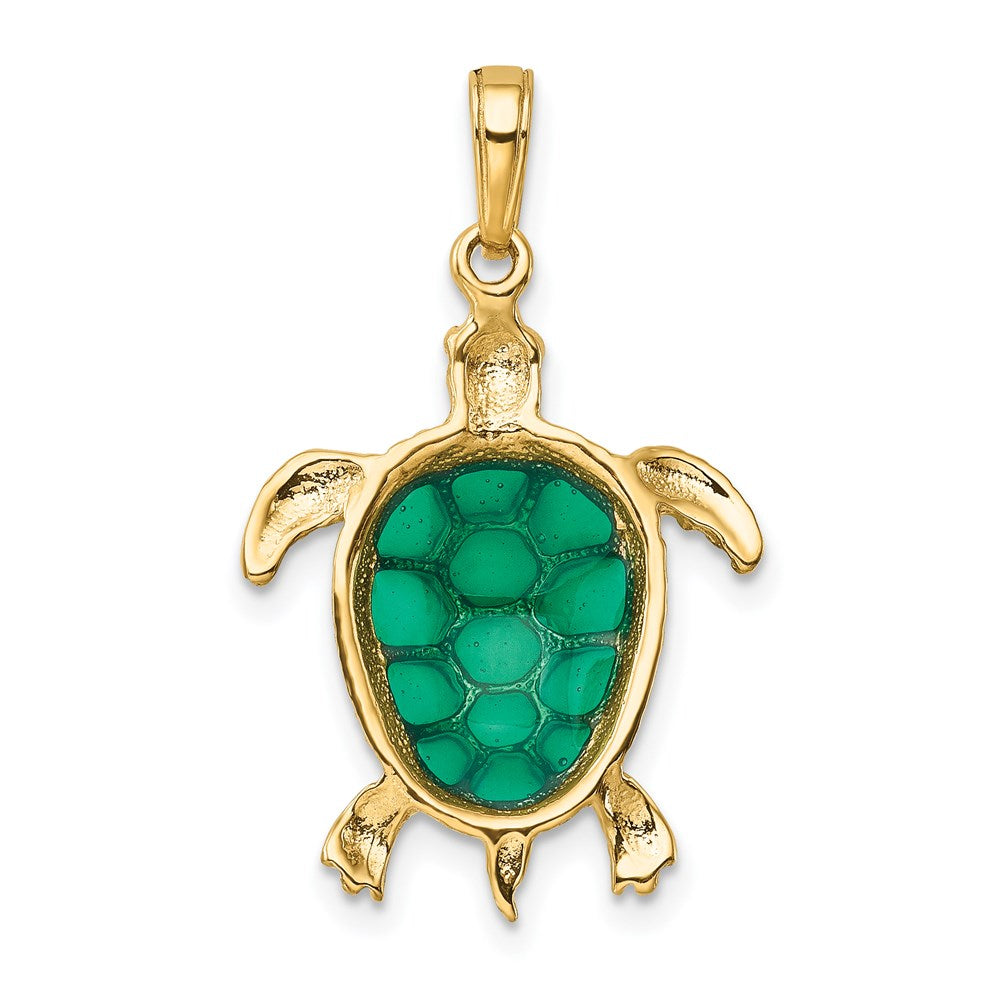 Green Enameled Sea Turtle Pendant - WBC