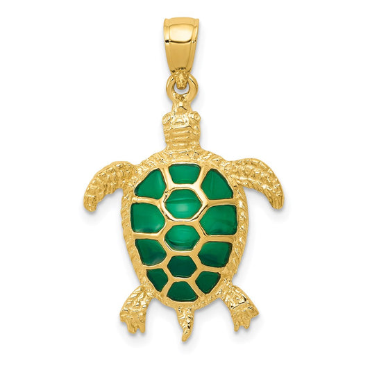 Green Enameled Sea Turtle Pendant - WBC