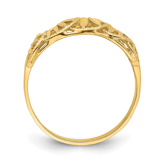 Diamond-cut Cut-Out Vine and Leaf Design Dome Ring - WBC