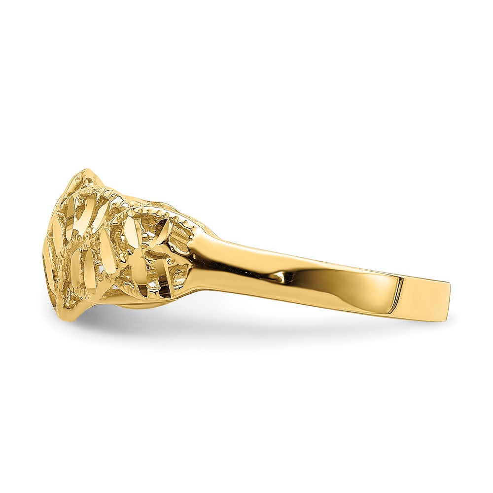 Diamond-cut Cut-Out Vine and Leaf Design Dome Ring - WBC