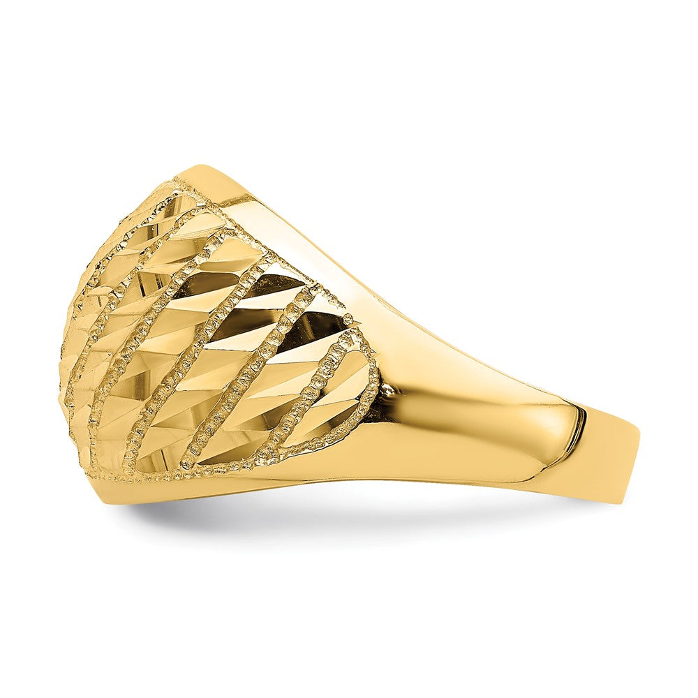 Diamond-cut Lattice Pattern Dome Ring - WBC
