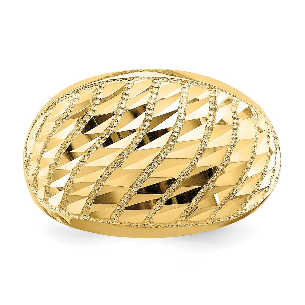Diamond-cut Lattice Pattern Dome Ring - WBC