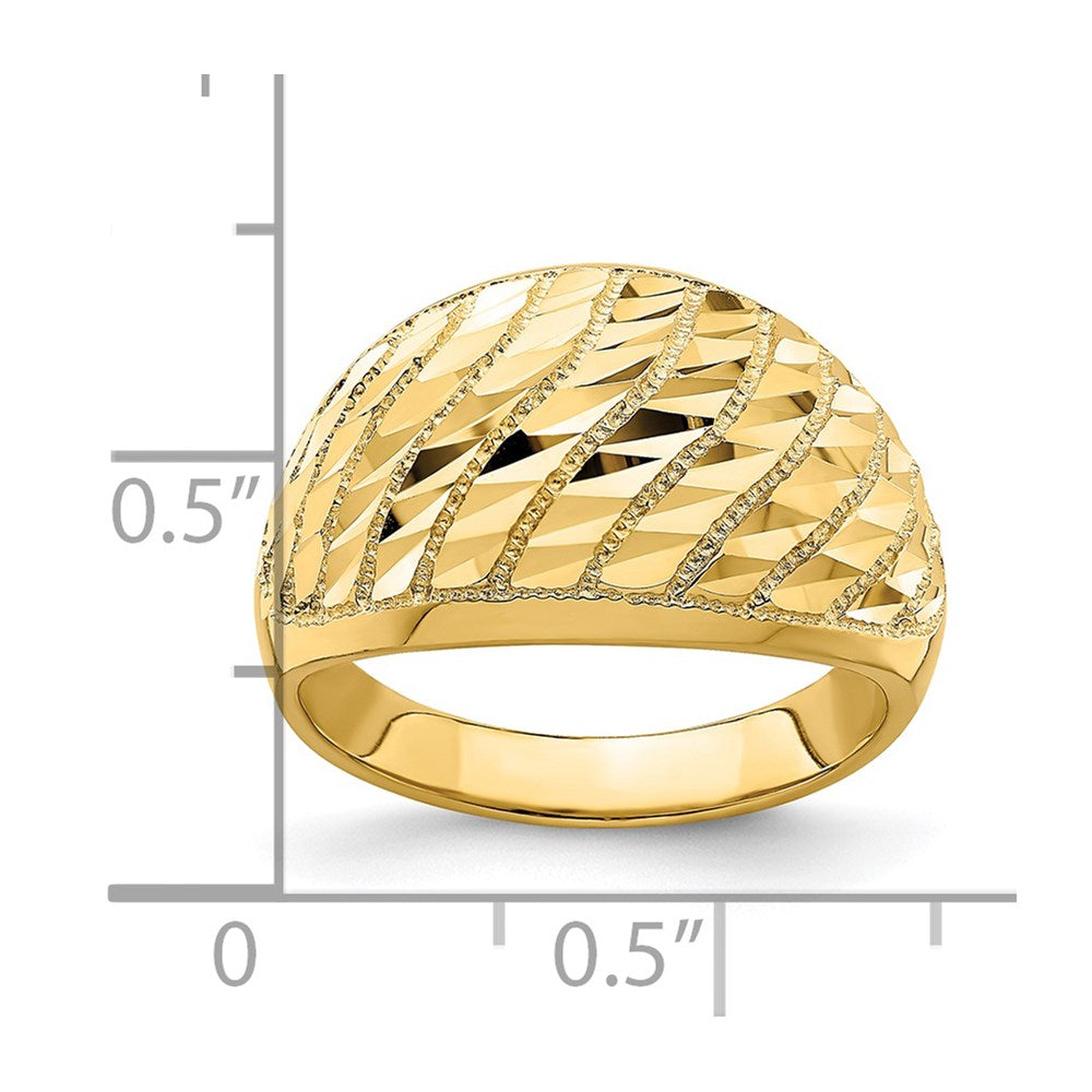 Diamond-cut Lattice Pattern Dome Ring - WBC
