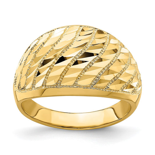 Diamond-cut Lattice Pattern Dome Ring - WBC