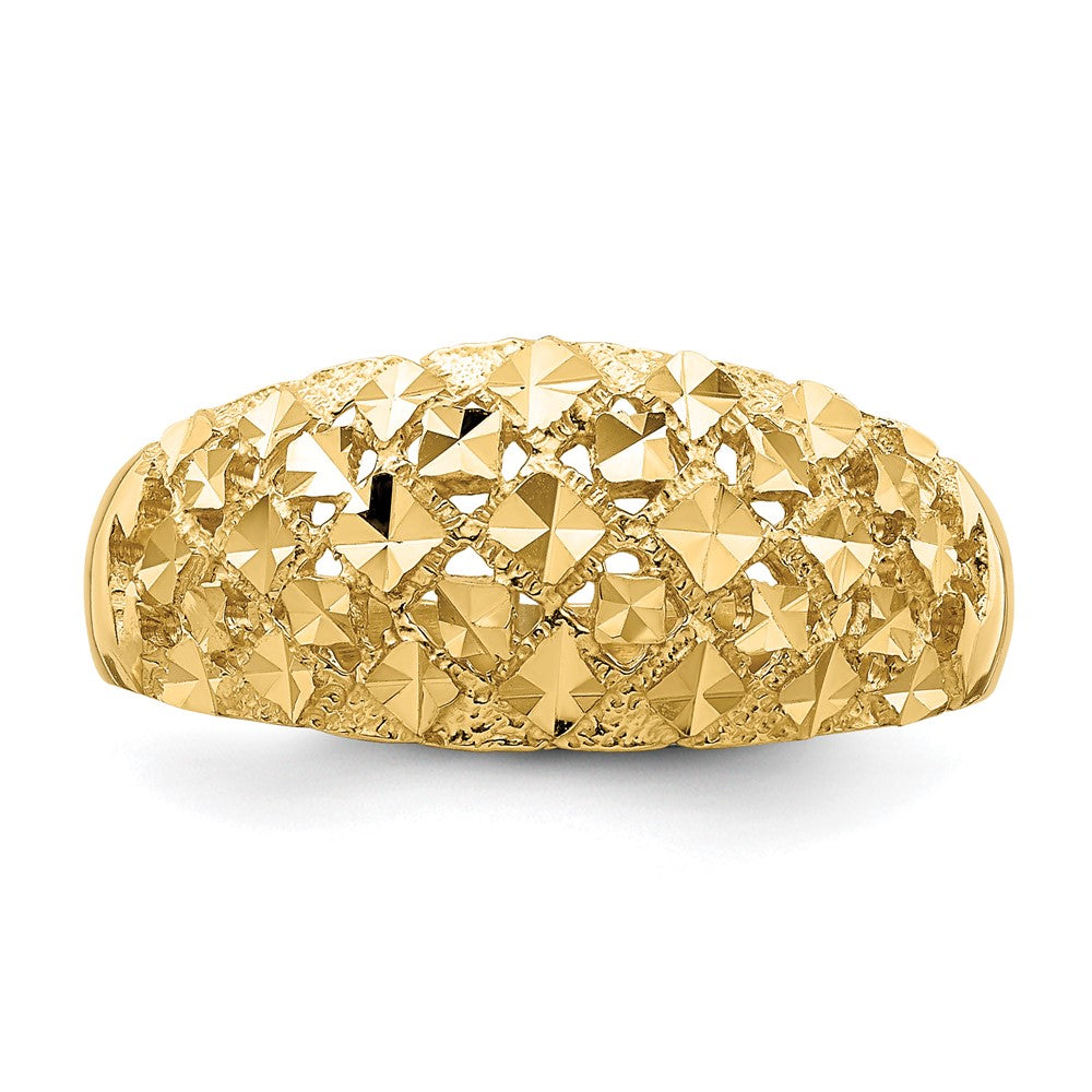 Diamond-cut Mini Diamond Pattern Dome Ring - WBC