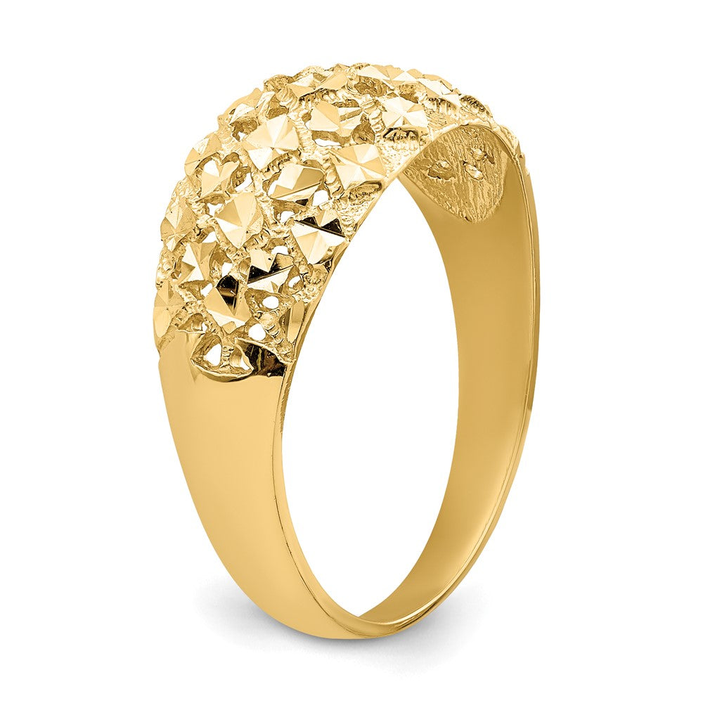 Diamond-cut Mini Diamond Pattern Dome Ring - WBC