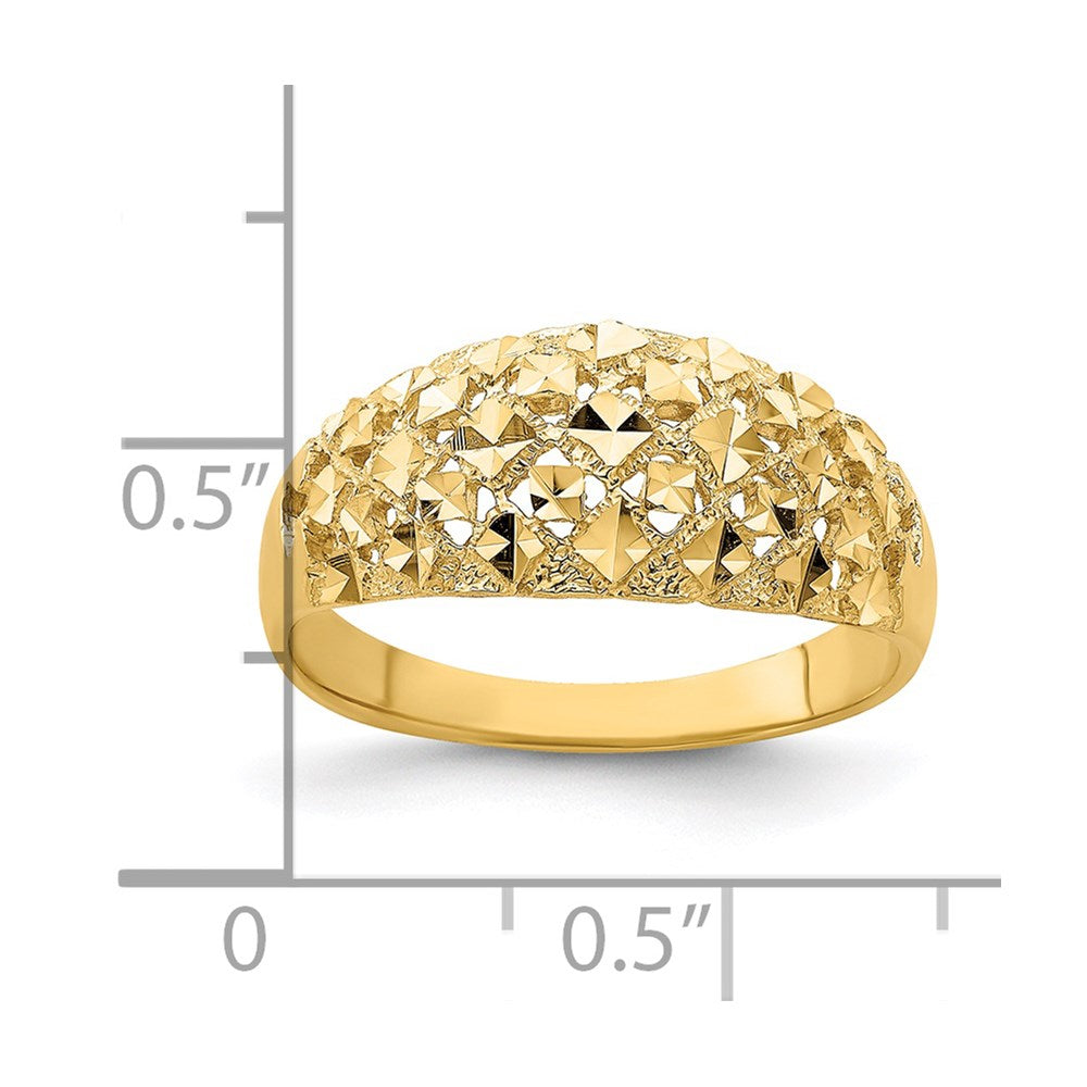 Diamond-cut Mini Diamond Pattern Dome Ring - WBC