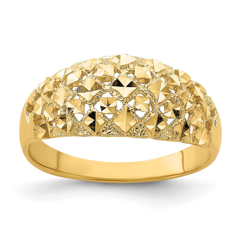 Diamond-cut Mini Diamond Pattern Dome Ring - WBC