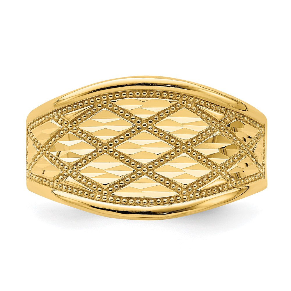 Diamond-Cut Quilted Pattern Ring - WBC