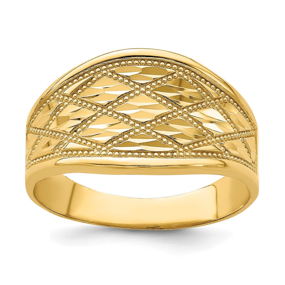 Diamond-Cut Quilted Pattern Ring - WBC