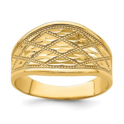 Diamond-Cut Quilted Pattern Ring - WBC