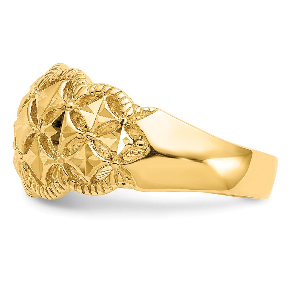 Diamond-cut Scalloped Edge Pattern Dome Ring - WBC
