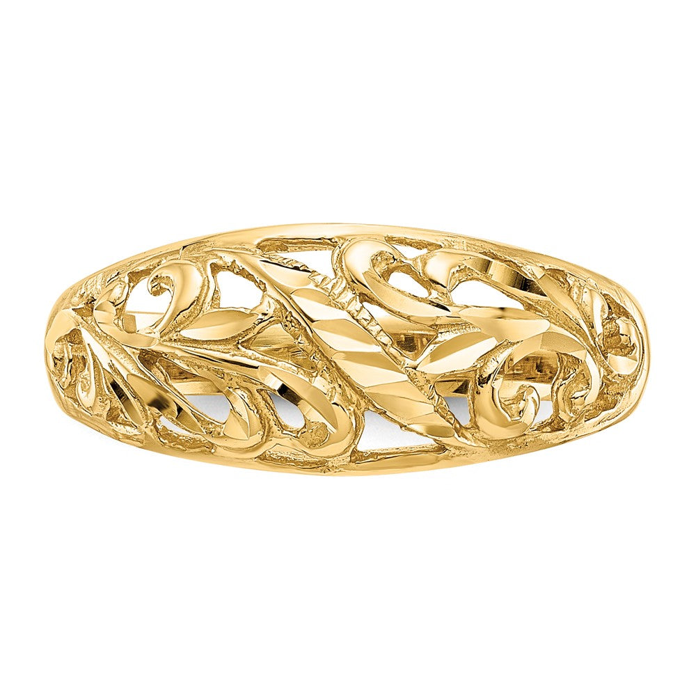 Paisley Diamond-cut Design Dome Ring - WBC