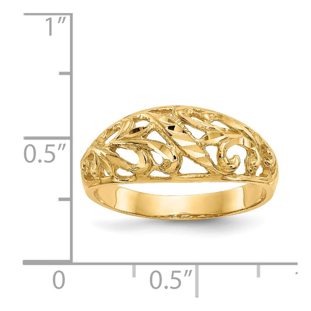Paisley Diamond-cut Design Dome Ring - WBC