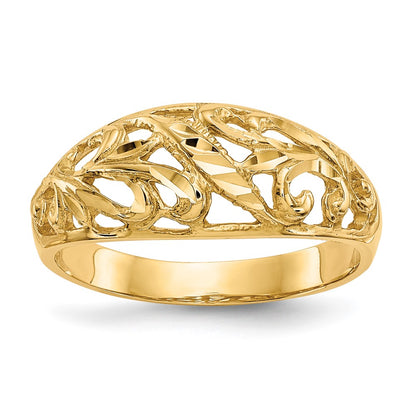 Paisley Diamond-cut Design Dome Ring - WBC