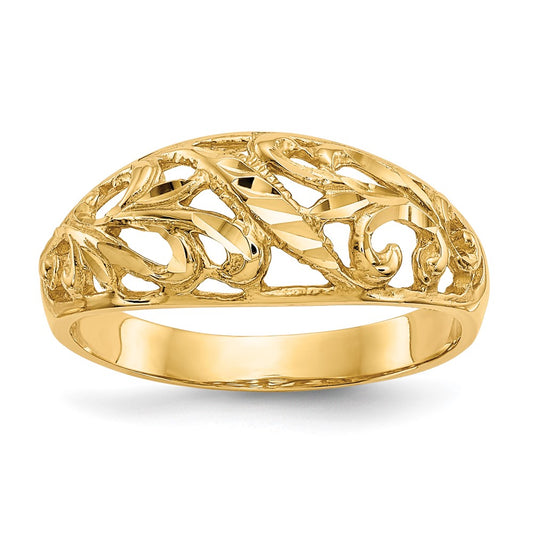 Paisley Diamond-cut Design Dome Ring - WBC