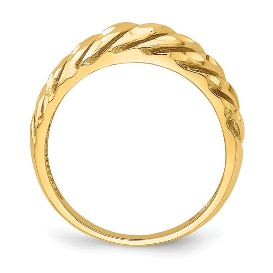 Open Slash Diamond-cut Dome Ring - WBC
