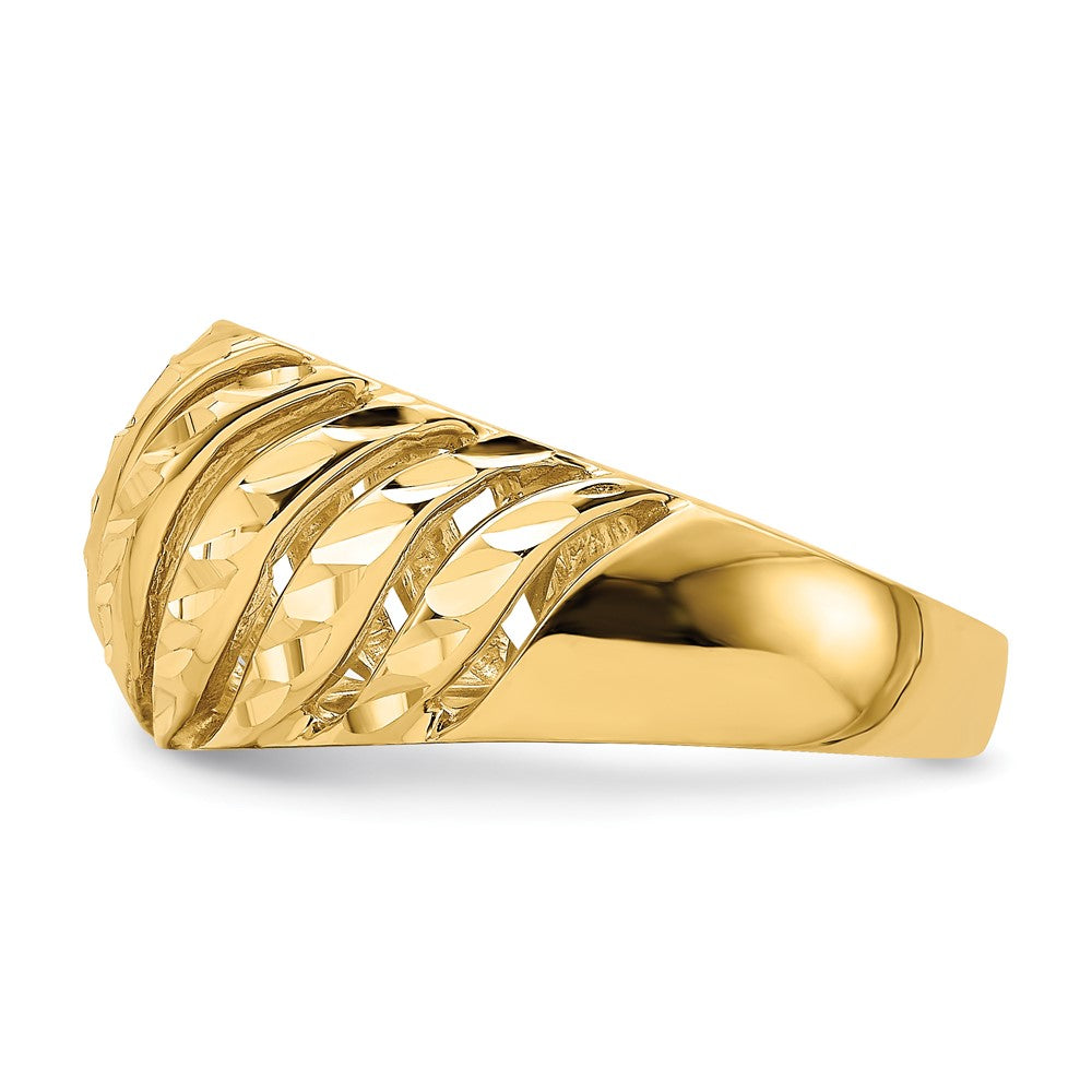 Open Slash Diamond-cut Dome Ring - WBC