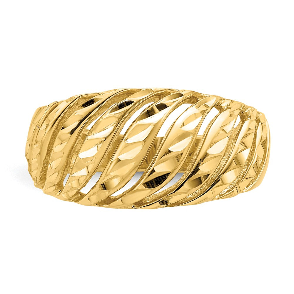 Open Slash Diamond-cut Dome Ring - WBC