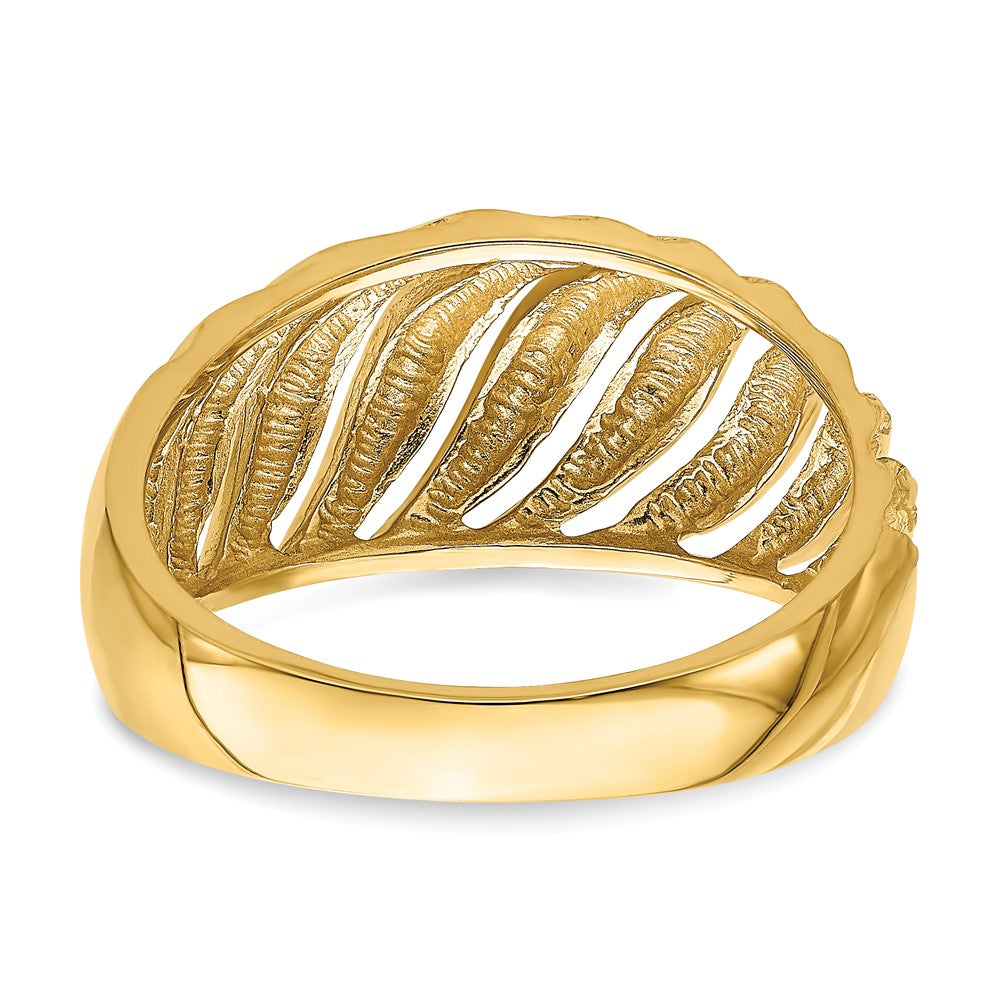 Open Slash Diamond-cut Dome Ring - WBC