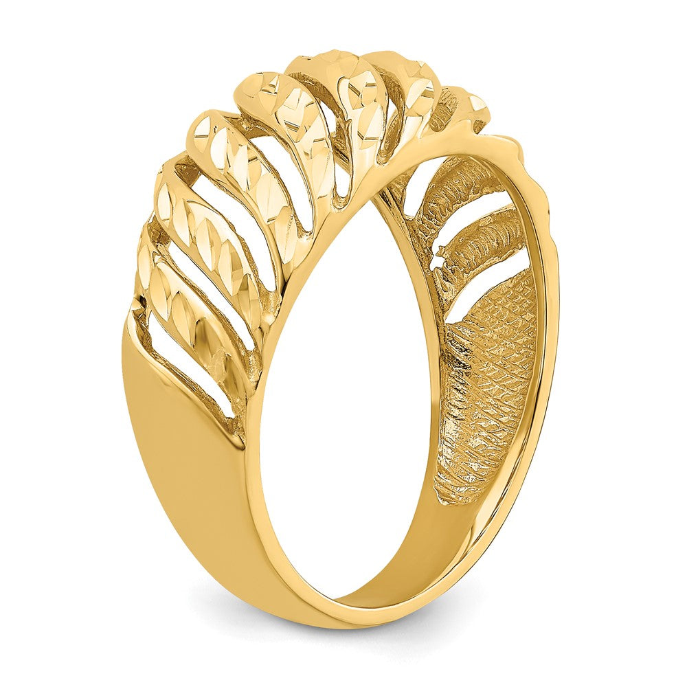 Open Slash Diamond-cut Dome Ring - WBC
