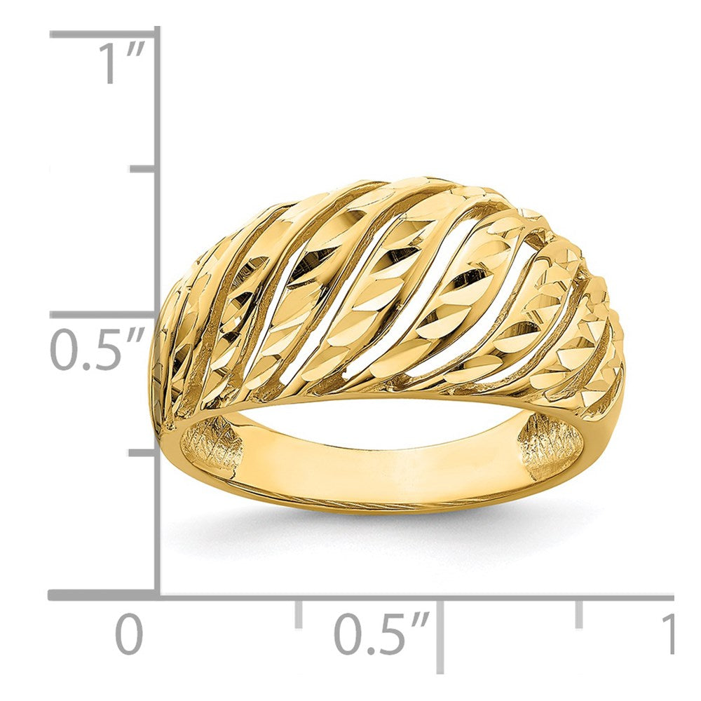 Open Slash Diamond-cut Dome Ring - WBC