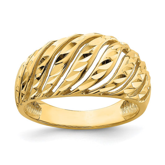 Open Slash Diamond-cut Dome Ring - WBC