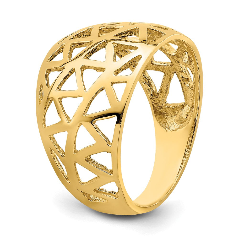 Triangle Cut-out Pattern Dome Ring - WBC