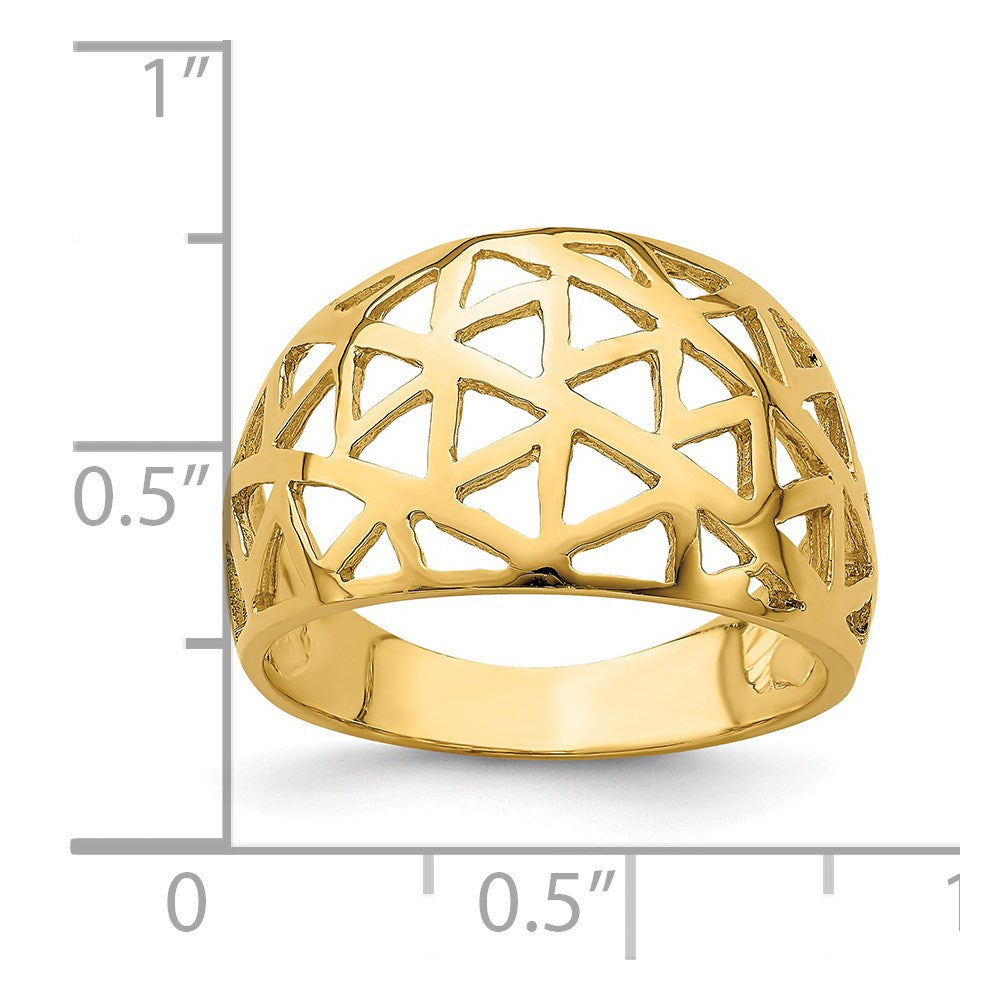 Triangle Cut-out Pattern Dome Ring - WBC