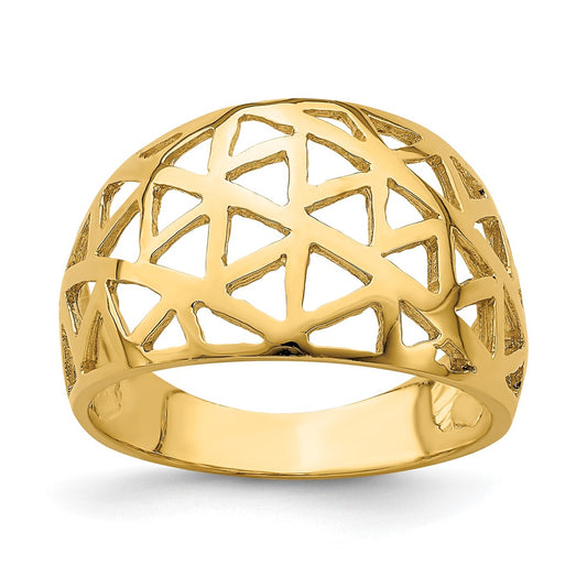 Triangle Cut-out Pattern Dome Ring - WBC