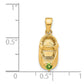 3-D August/Green Synthetic Stone Engravable Baby Shoe Charm - WBC