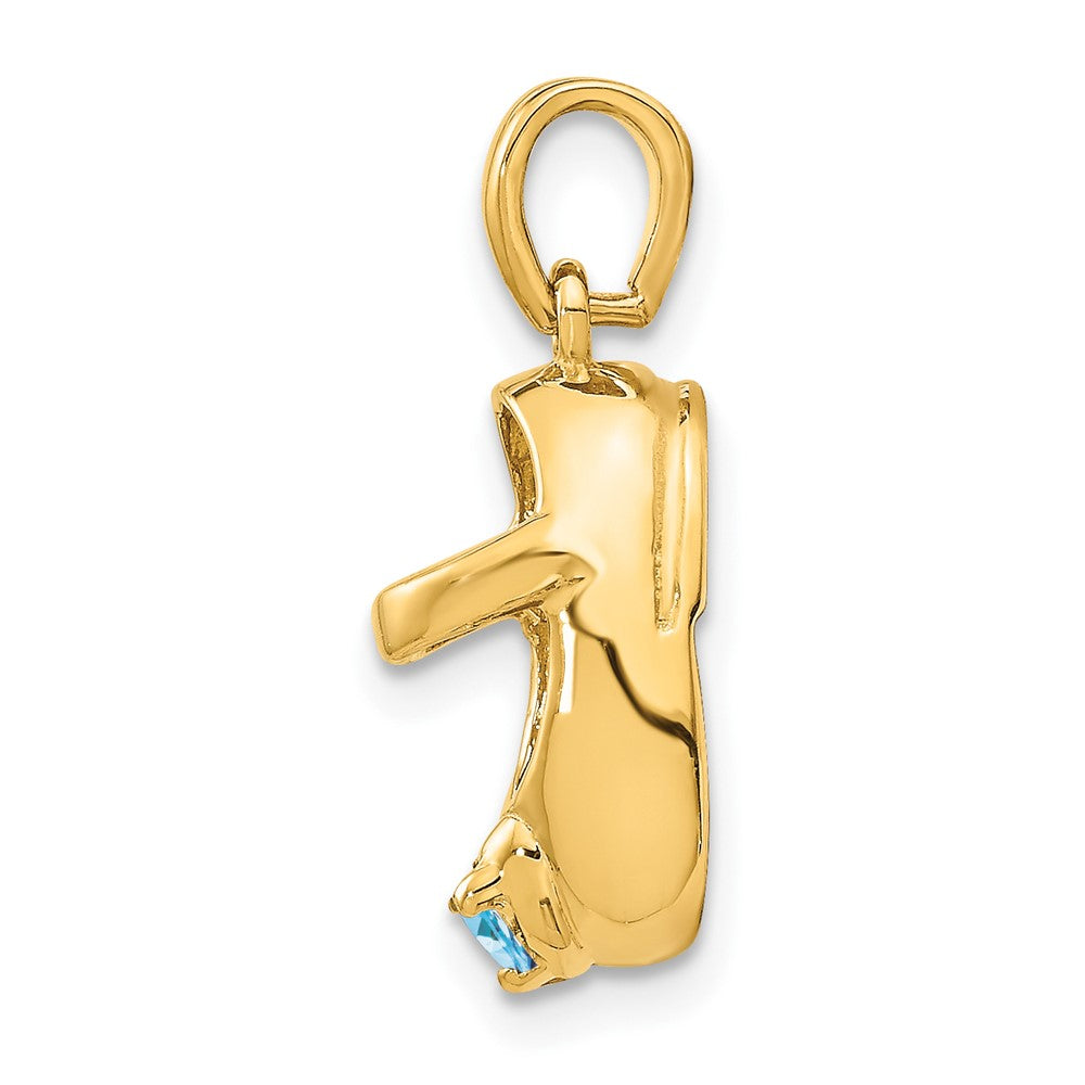 3-D December/Blue Synthetic Stone Engravable Baby Shoe Charm - WBC