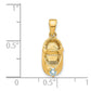 3-D March/Light Blue Synthetic Stone Engravable Baby Shoe Charm - WBC