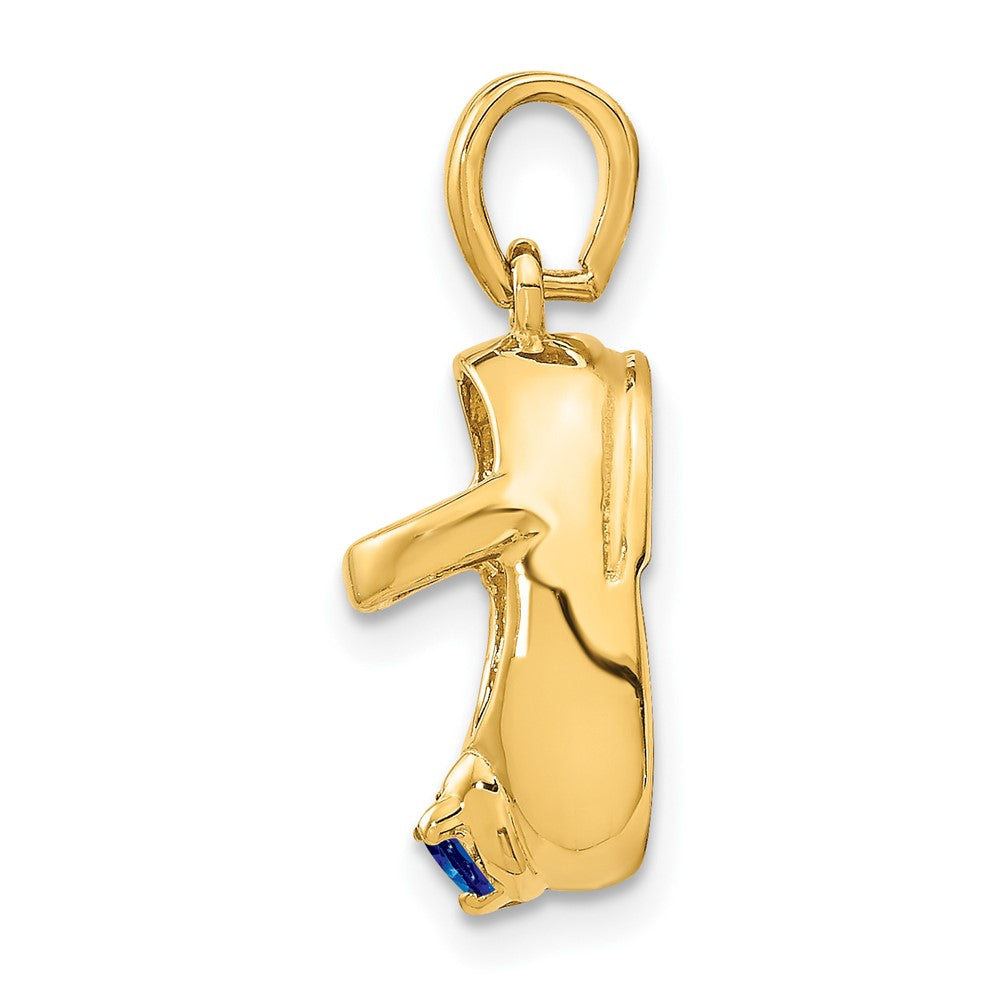 3-D September/Blue Synthetic Stone Engravable Baby Shoe Charm - WBC