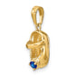 3-D September/Blue Synthetic Stone Engravable Baby Shoe Charm - WBC