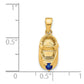 3-D September/Blue Synthetic Stone Engravable Baby Shoe Charm - WBC