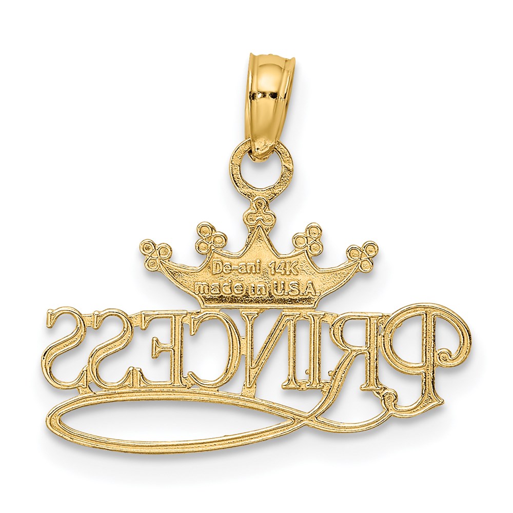 and Rhodium Polished PRINCESS with Crown Pendant - WBC