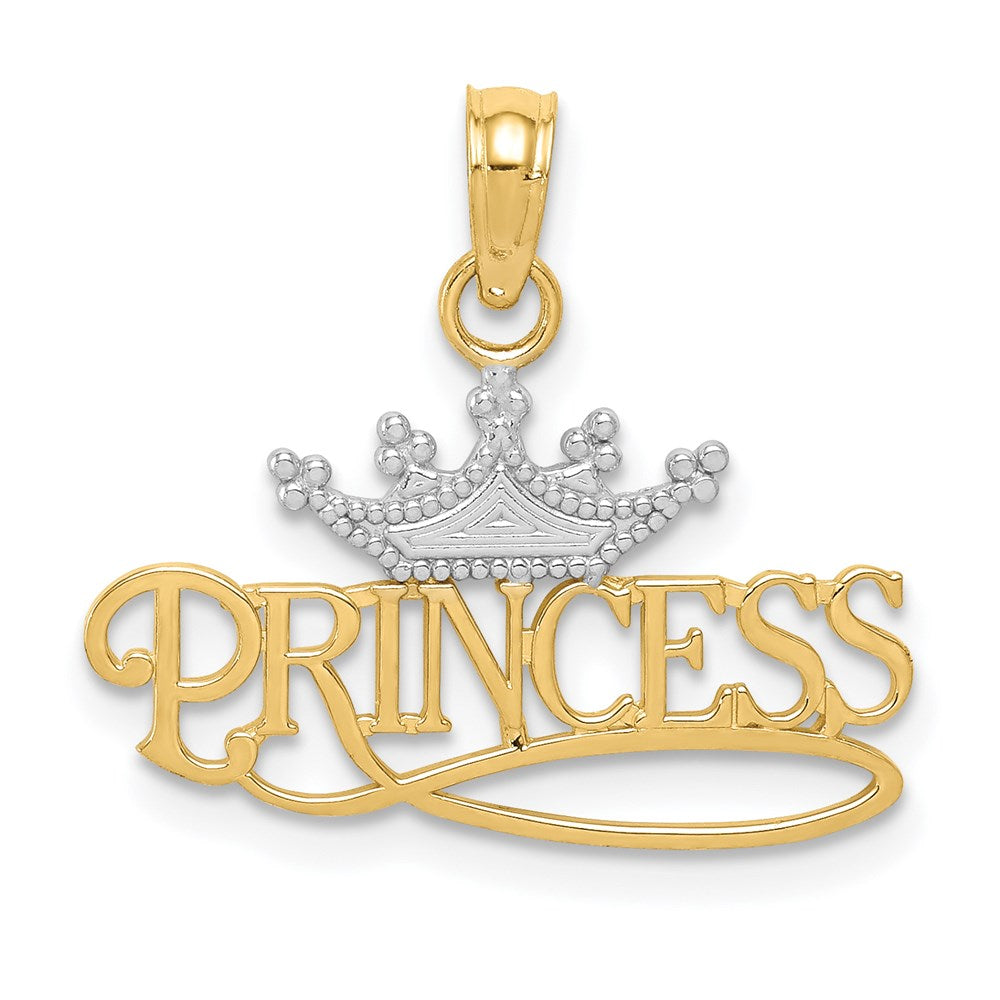 and Rhodium Polished PRINCESS with Crown Pendant - WBC