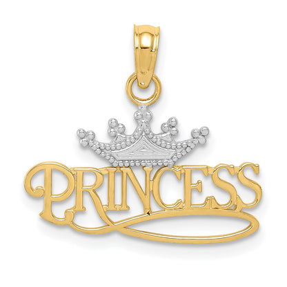 and Rhodium Polished PRINCESS with Crown Pendant - WBC
