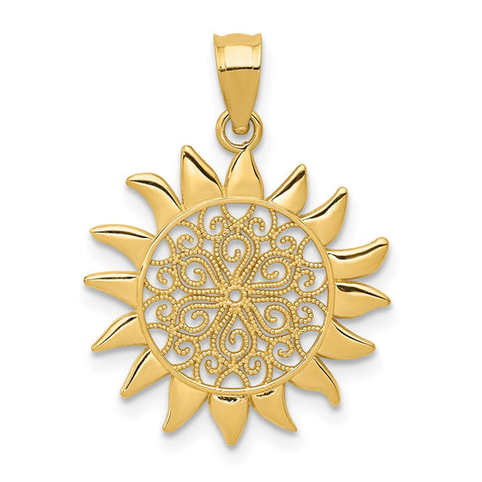 Polished Filigree Sun Pendant - WBC
