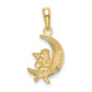 and Rhodium Polished Moon with Angel Pendant - WBC